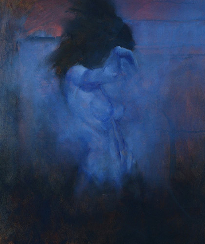 Paul Hooker nz figure artist, blue dancer, oil on canvas
